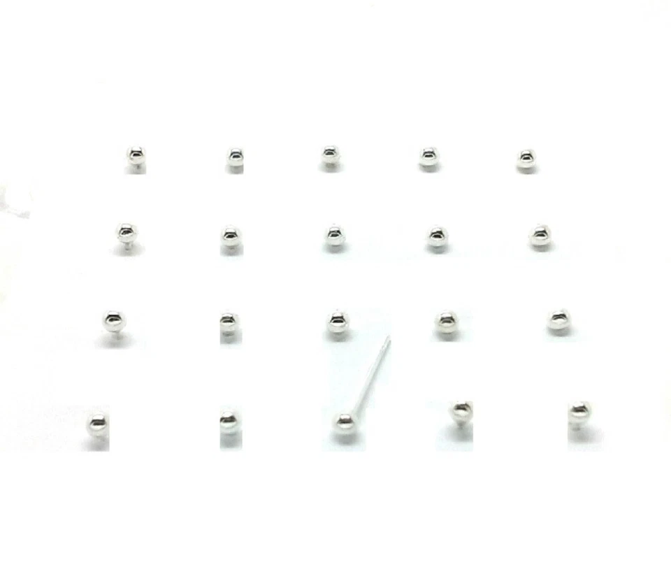 20 Sterling Silver 2mm Ball Nose Studs Piercing - Image 1 of 1