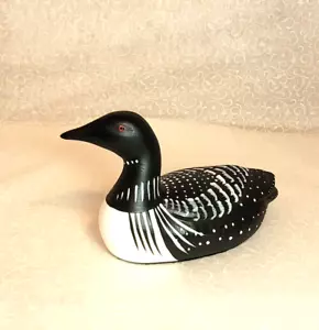 Vintage Keramik Porzellan schwarz weiß Loon Vogel schwimmende Figur - Bild 1 von 8