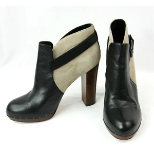 Sam Edelman Lulu Leather Suede Platform Slip In Ankle Boots Booties Heels 10 - Picture 1 of 12
