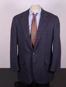 Blazer Abrigo Deportivo Polo University Club 42 L Largo Lana Azul Multi Cuadros Tweed - Imagen 1 de 13