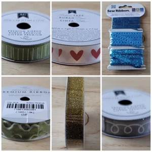 American Crafts RIBBON Lot of 3 Rolls YOU CHOOSE Gray-Green-Blue-Gold - Picture 1 of 23