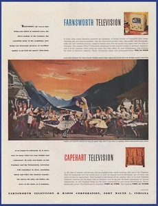 Pubblicità stampa vintage 1946 FARNSWORTH & CAPEHART televisione effimera anni 40 - Foto 1 di 1