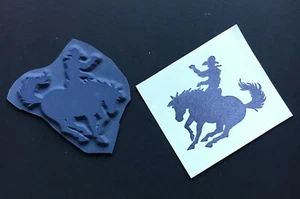 WILD WEST RODEO COWBOY RIDING HORSE SYMBOL SILHOUETTE Unmounted Rubber Stamp - Picture 1 of 3