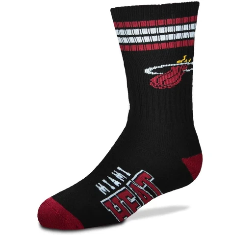 Miami Heat Basketball 4 Stripe Crew Socks Youth Cover