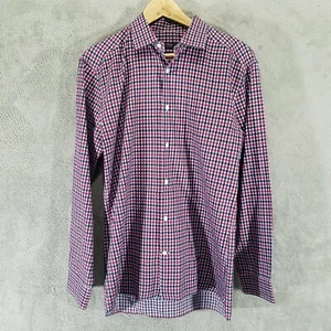 Z Zegna Silver Line Shirt Mens XL Blue Red Plaid Drop 8 Fit Button Up - Picture 1 of 8