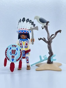 -Playmobil- Indio Norteamericano Con Sus Armas Y Atuendo Y Pinturas De Guerra. - Imagen 1 de 9