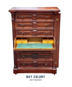 Antique Victorian Lockside Chest of Drawers / Dresser - Rare Fall Front Section - Picture 1 of 20