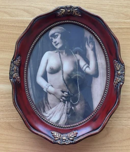 Vintage Nude MCM Woman Framed Print Picture 11.5" x 9.5" Art Deco - Picture 1 of 4