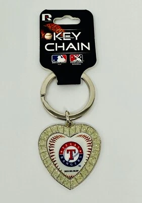 Texas Rangers MLB BASEBALL Bling Rhinestone Metal Key Ring Keychain Heart Shaped - Image 1 of 4