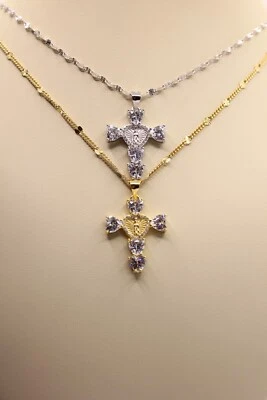 CROCE CIONDOLO MADONNA MIRACOLOSA ZIRCONI CUORI ARGENTO MM 22X29 EXPLOIT - Immagine 1 di 4