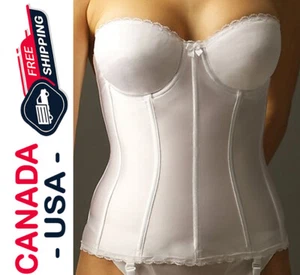 NEW 34C 34 C ANITA VA BIEN 513 WHITE SEAMLESS CORSET BUSTIER GARTERSUNDEWIRE CUP - Bild 1 von 4