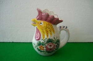 BOCCALE GALLO DIPINTO A MANO CERAMICA 1/5 LT DERUTA ANNI '80 - Imagen 1 de 2