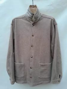 Burberry Jacket Mens XL Cotton Fleece Chore Coat Nova Check Trim Made in Spain - Picture 1 of 22