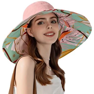 7" Women's Wide Brim Sun Hat Large Foldable UV Protective Sun Hat can be worn... - Picture 1 of 6