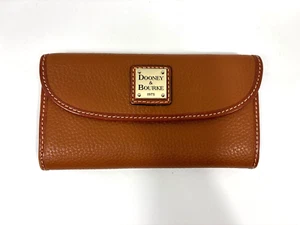Portafoglio Dooney & Bourke Peanut Fragile Pelle Marrone Ciottolato Continental Clutch - Foto 1 di 11