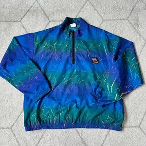 Vintage Unisex Surf Style Blue & Multicolored Neon Windbreaker OS - Picture 1 of 9
