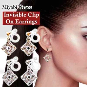 Pendientes con clip colgantes invisibles plata oro plata cúbico circonio circonio circular cristal - Imagen 1 de 36