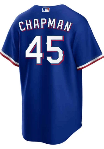 Texas Rangers Aroldis Chapman Nike Royal Alternate Official MLB Player Jersey Cover