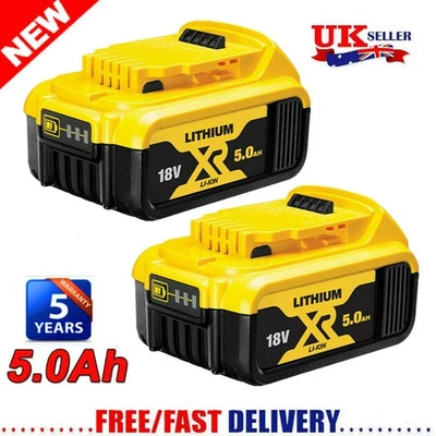 2X 18V 5.0Ah Battery Li-Ion For DEWALT DCB184 XR Slide DCB182 DCF885 DCC785 NEW