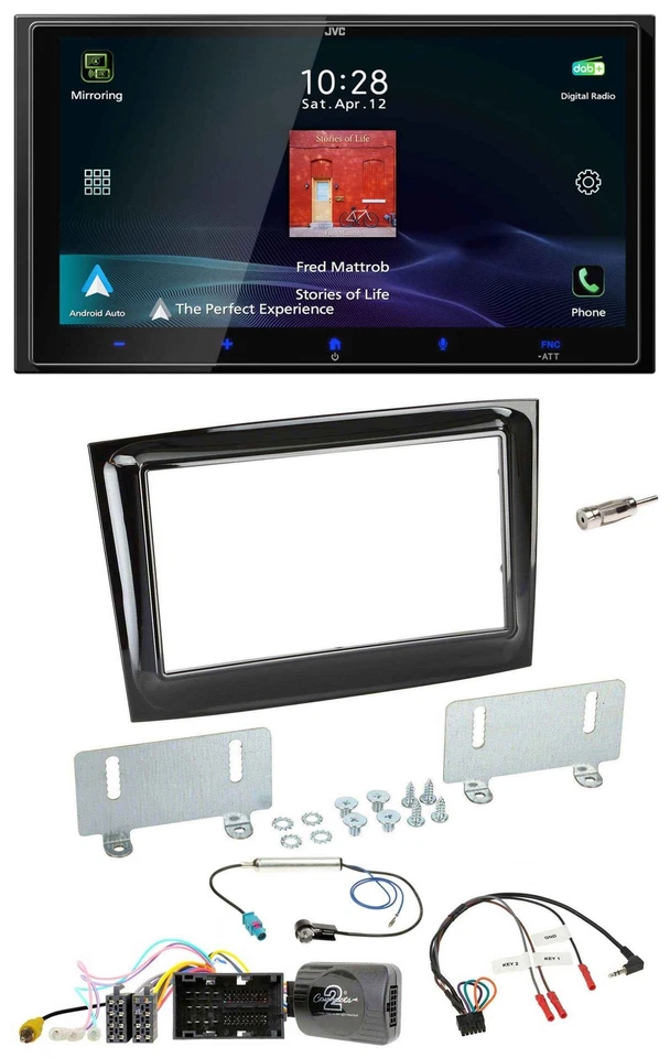 JVC USB Bluetooth 2DIN DAB Lenkrad Autoradio für Fiat Doblo ab 15 piano schwarz - Bild 1 von 4