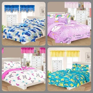 6/8-PC PRINTED COMFORTER BEDDING BED SET FOR KIDS AND TEENS WITH FURRY TEDDY - Picture 1 of 37