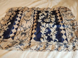 Set of 2 Estex Blue with white and tan printed Queen size pillow shams - Picture 1 of 5
