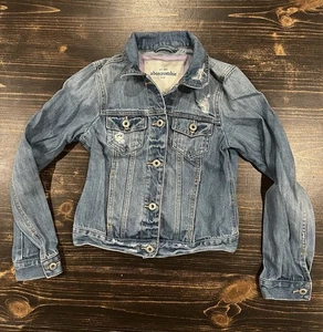Abercrombie & Fitch Kinder Mädchen Größe L (L) Denim Jeansjacke hellblau - Bild 1 von 7