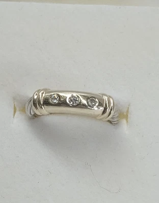 David Yurman 14k Yellow Gold & Sterling Silver Diamond Metro Band Size 6.75 - Image 1 of 4