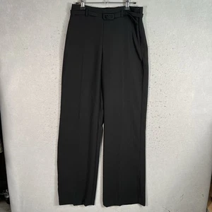 Mango MNG Belted Wide Leg Dress Pants Womens Size 4 Black Straight Fit Office - Picture 1 of 10