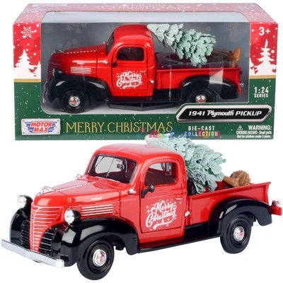 Camioneta pickup Plymouth 1941 "Feliz Navidad" con árbol 1/24 fundido a presión Motormax 73278 Foto 1 de 4