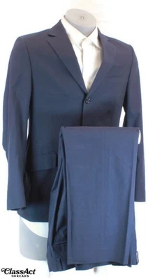 Banana Republic 2 Piece Suit Mens Blue Striped 3 Btn Cotton 38S Flat Fronts 33 W - Image 1 of 4