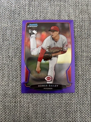 2013 Bowman Chrome “Purple Refractor” Homer Bailey Card #84, Serially #d 008/199 - Image 1 of 4