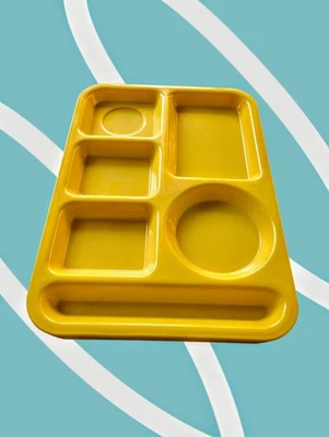 SiLite Chicago MELAMINE Divided Lunch Trays LOT OF 6 School Cafeteria 614 Yellow - Image 1 of 4