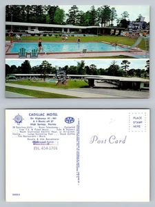 High Springs, FL-Florida, Cadillac Motel Swimming Pool View Vintage Postcard - Picture 1 of 3