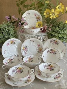 6 x Royal Crown Derby Posies Consommé Soup Dessert Bowls & Saucers EXCELLENT 1st - Picture 1 of 22