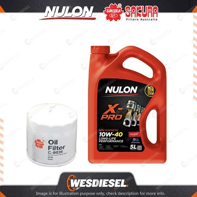 Sakura Oil Filter 5L XPR10W40 Eng. Oil Service Kit for Nissan Almera Pulsar C12 - image 1 of 2