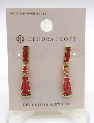Pendientes lineales Kendra Scott Serena 3 niveles colgantes 14k sobre latón rosa brillante Foto 1 de 4