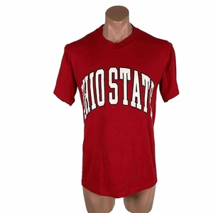 Vtg 80s 90s NCAA OHIO STATE UNIVERSITY spellout red SS T-shirt Large USA Soffe - Picture 1 of 11