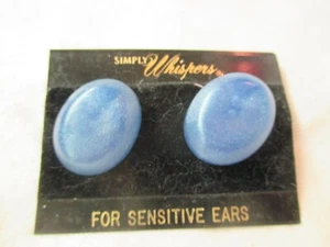 Vintage Whispers blue faceted Lucite pierced Earrings - Picture 1 of 2