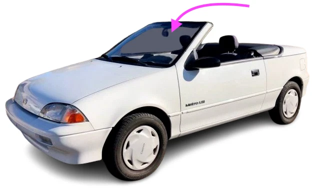 Se adapta a: 1990-1993 Geo Metro 2 puertas convertible parabrisas delantero de vidrio Foto 1 de 4