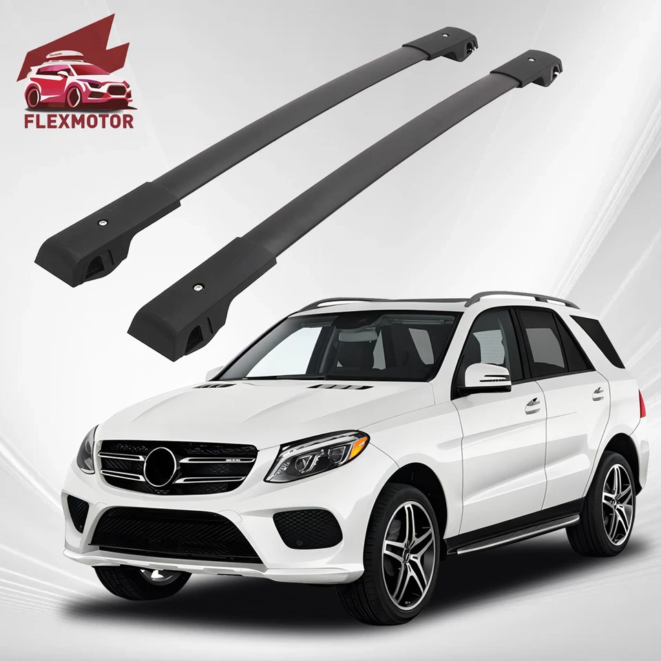 2 peças barra transversal de alumínio preto para Mercedes Benz ML GLE 2013-2019 rack de trilho de teto - Imagem 1 de 4