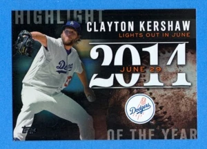 2015 Topps Highlight of the Year #H60 Clayton Kershaw Dodgers - Imagen 1 de 1