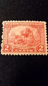 Scott #549, M/F/H, Pilgrim Tercentenary, Red, 2 cent, perf 11, 1920 - Picture 1 of 3