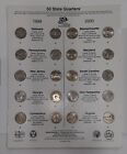 1999-2000 Statehood Quarters Set - 20 pièces UNC Total sur carte PNG/ANA 