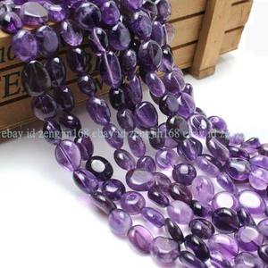 8-10mm Natural Purple Amethyst Irregular Freeform Gemstone Loose Beads 15'' - Picture 1 of 12
