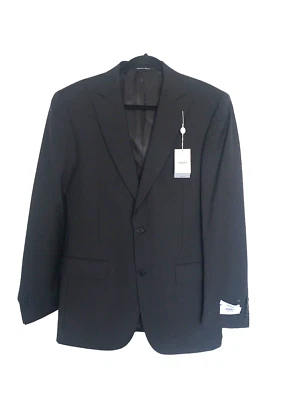 Костюм шерстяной муранский в тонкую полоску блейзер мужской черный плоский передний SIze 40R классический новый - Изображение 1 из 4