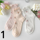 3 Pairs Women Soft Ankle Socks Floral Pattern Hollow Out Ruffles Stretchy Socks
