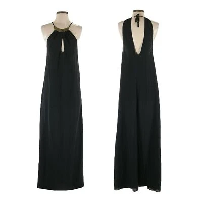 Vestido Victoria’s Secret Maxi Sin Mangas S Nuevo con Etiquetas Negro y Dorado Halter Espalda Abierta Foto 1 de 4