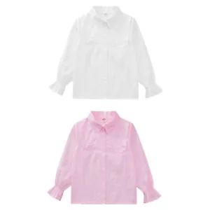 Kids Girls Shirts Turn-Down Collar Blouse Floral T-Shirt Casual Tops Princess - Picture 1 of 20