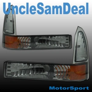 FOR FORD F250 EXCURSION SMOKE LENS CHROME CORNER SIGNAL LIGHTS DIRECT FIT PAIR - Bild 1 von 2